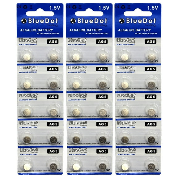 BlueDot Trading AG5 (also known as LR48 and LR754) Alkaline Button Cell Batteries - 30 Pack