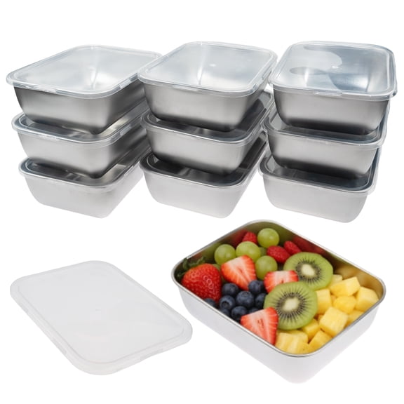 10 PCS(20oz) Stainless Steel Food Storage Containers with Lids | Snack Containers for Kids, Freezer Safe, Microwave Safe | Metal Containers For Meal Prep, Leftovers, Freezer