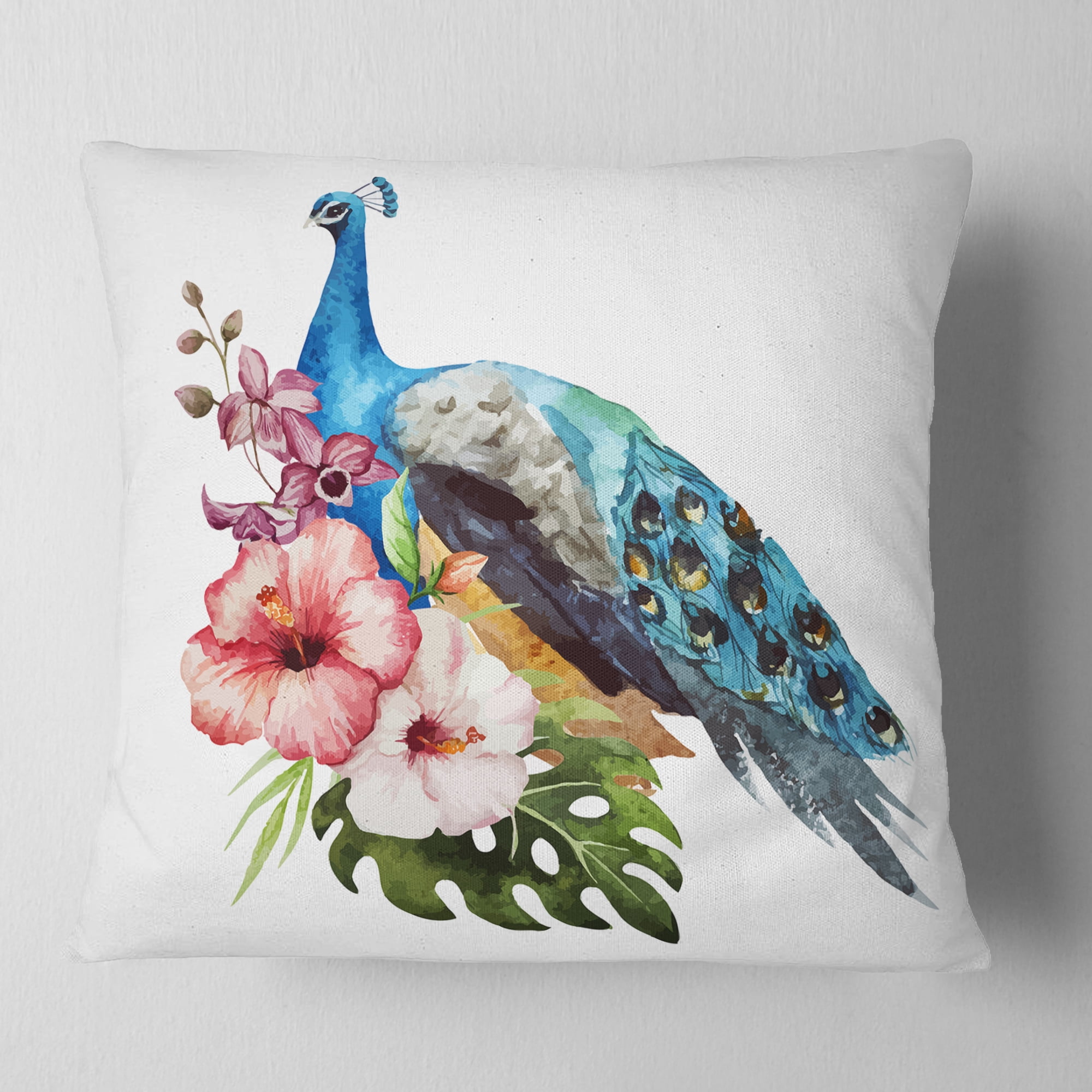 Designart 16" x 16" Blue Polyester Throw Pillow