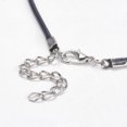 thumbnail image 3 of Black Imitation Leather Cord Necklace Making Platinum Color Iron Clasp and Adjustable Chain about 2mm thick 17 inch, 3 of 3