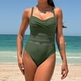 thumbnail image 2 of MSJUHEG V Neck,High Cut Swimsuit,Plus Size Swimsuit for Women,Shapewear Swimsuits for Women,Bathing Suit for Women,High Cut,One Piece Bathing Suit for Women Green XL, 2 of 5