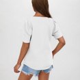 thumbnail image 4 of Summer Tops for Women Casual Solid Color Short Sleeve Fold V Neck Ladies Fashion Loose Top Blouse, 4 of 7