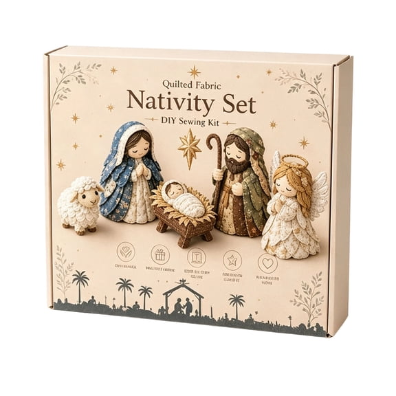 Handmade Nativity Scene DIY Patchwork Sewing Kit Christmas Fabric Set for Craft Lovers and Beginners Home Festive Table Decor