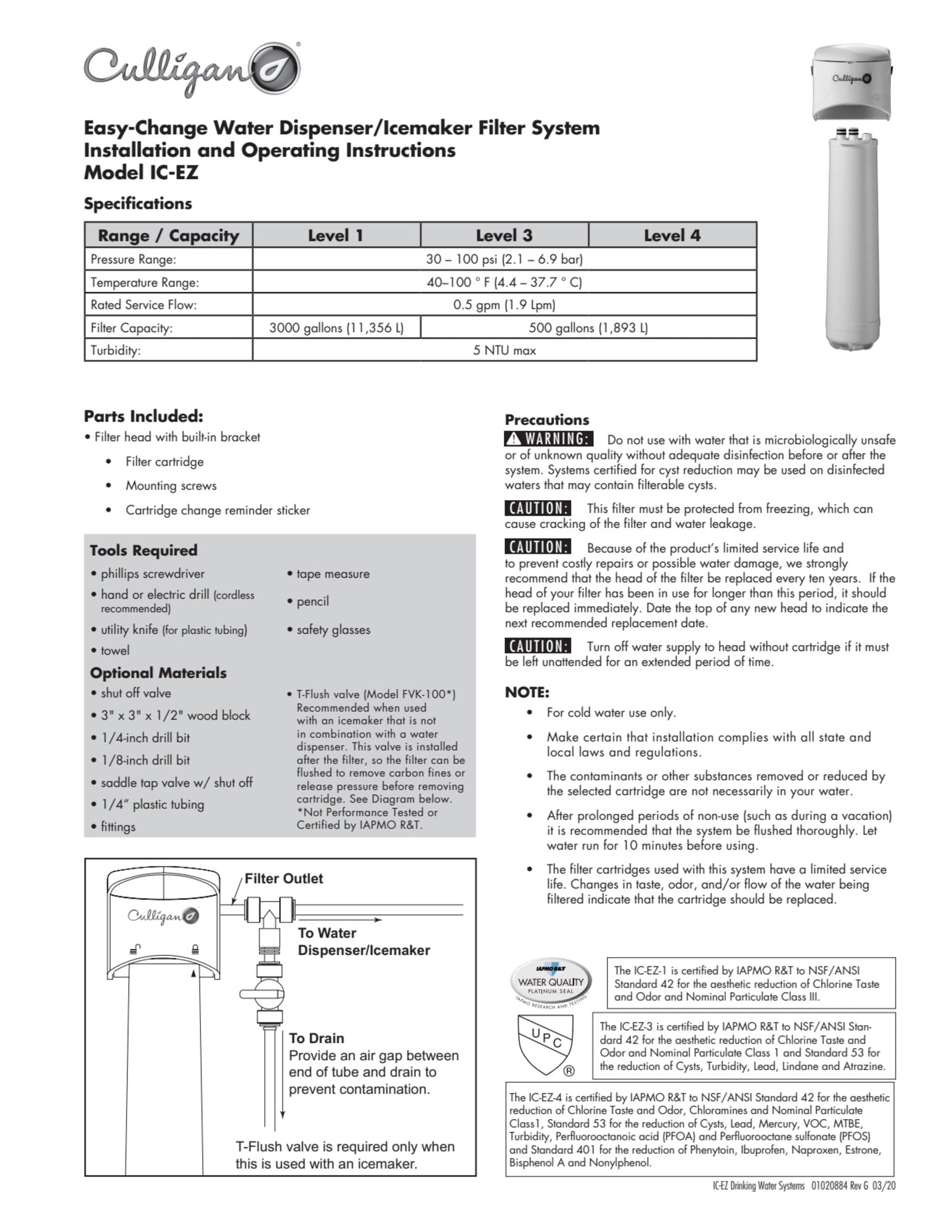 Culligan Ice Maker & Refridgerator Replacement Filter -  Basic