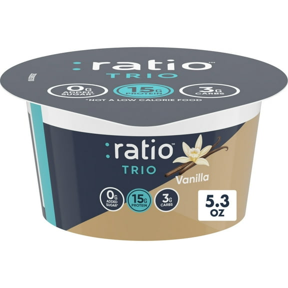 Ratio Trio Yogurt Cultured Dairy Snack, Vanilla, Keto Yogurt Alternative, 5.3 oz