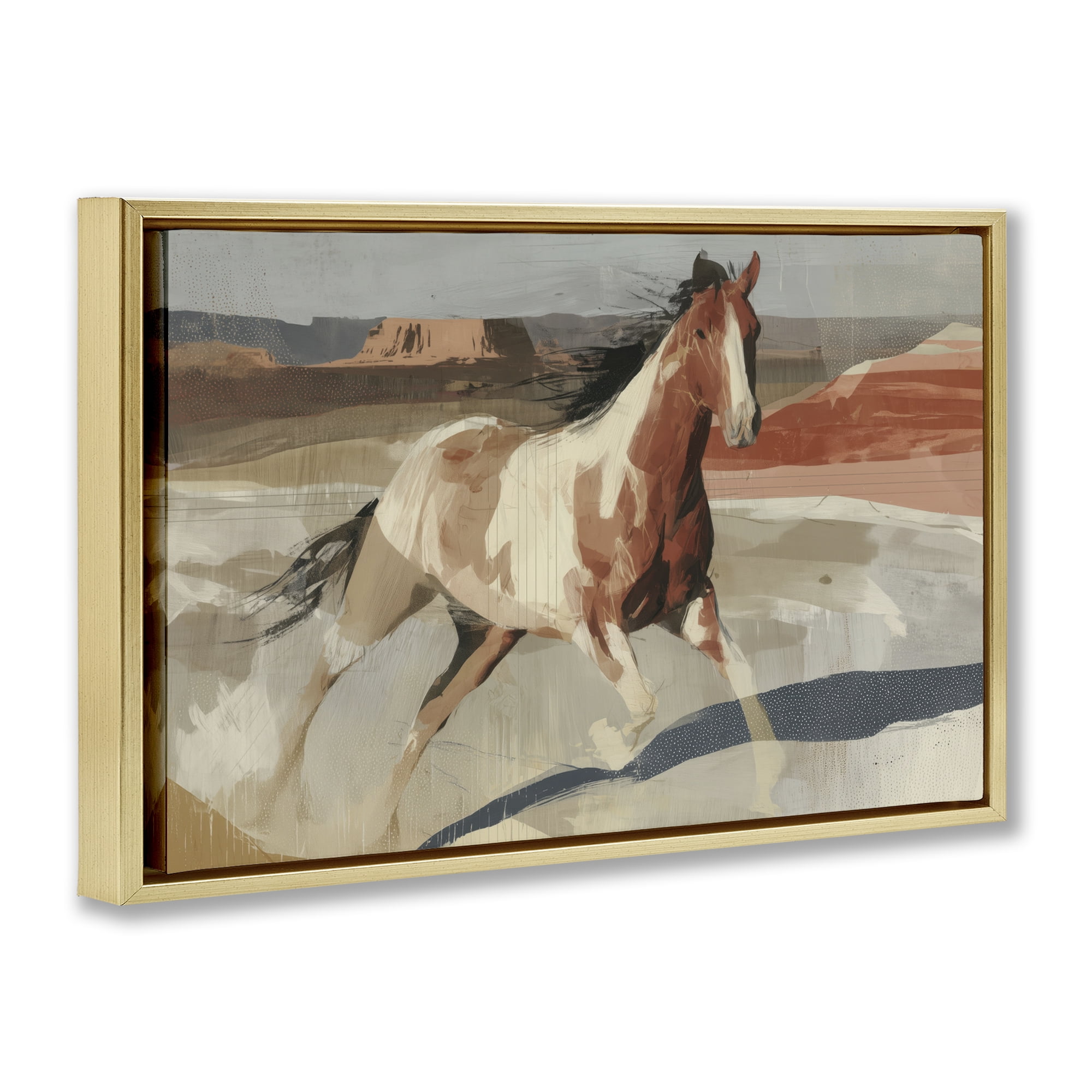 Stupell Industries Wild Horse Across Plains Gold Framed Floater Canvas Wall Art, design by Chromatic Storm Studio