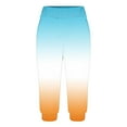 thumbnail image 3 of UTSJKR Women's Summer Gradient Capri Pants with Pockets Drawstring Elastic High Waist Loose Fit Cropped Trousers Stretch Workout Yoga Pants Joggers Pants Blue L, 3 of 6