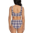 thumbnail image 3 of Wukai Purple Floral Gingham Check Plaid Women's Bikini Set Two Piece,wimsuit High Waisted V Neck Twist Front Adjustable Spaghetti Straps Bathing Suit-Medium, 3 of 7