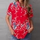 thumbnail image 1 of Fiudx Ofertas Flash Del Día Blusa de Cuello Redondo Estampado Informal a La Moda para Mujer con Blusa con Botones de Manga Media, 1 of 5