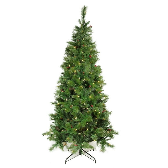 Northlight Pre-Lit Slim Mount Beacon Pine Artificial Christmas Tree - 7' - Dual LED Lights
