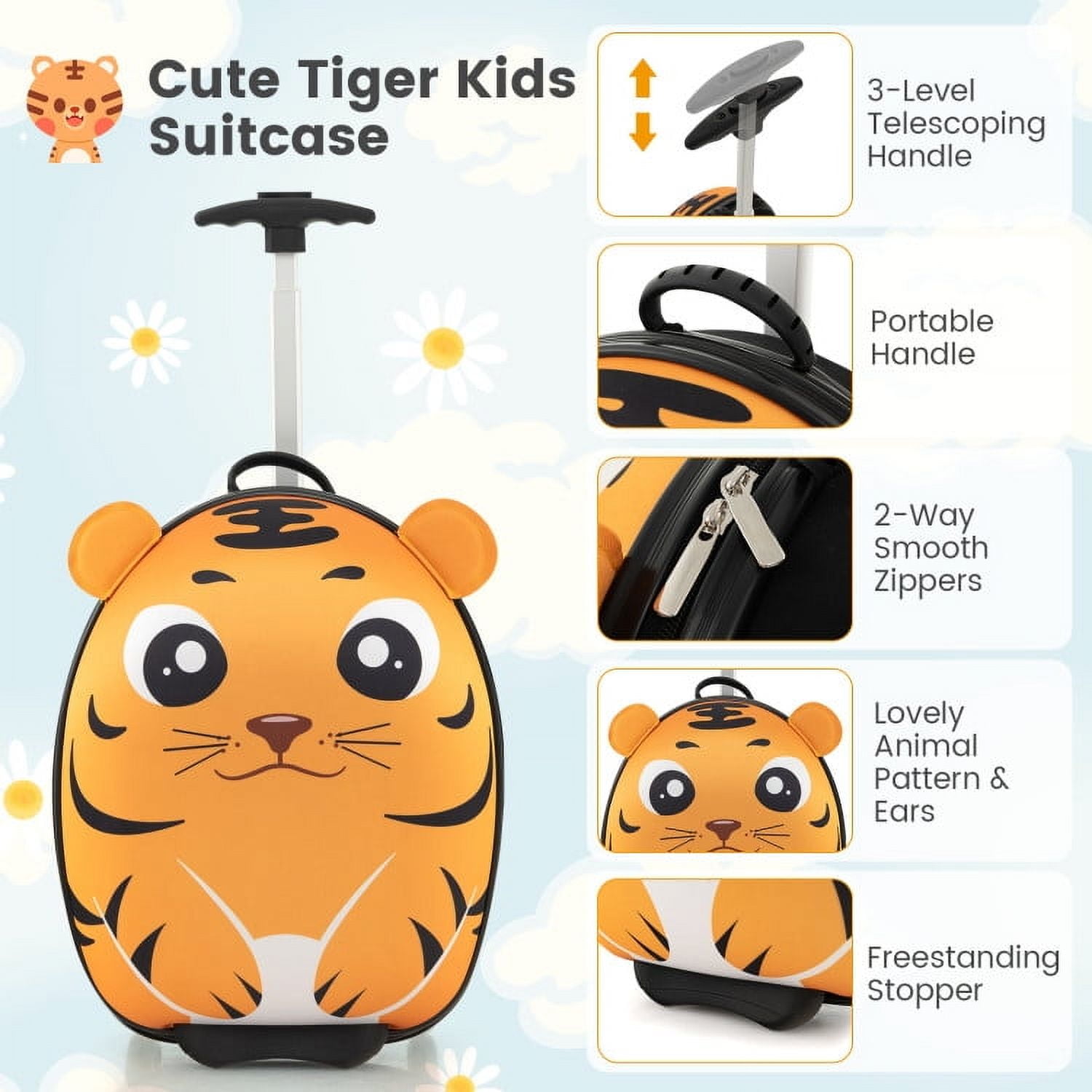 Lowestbest Kids Suitcase for Boys/ Girls, 2Pcs Kids Suitcases and Luggage, Rolling Suitcase for Kids, Kids Carry-on Luggage Set with Spinner Wheels, Girls Hard Shell Travel Suitcase