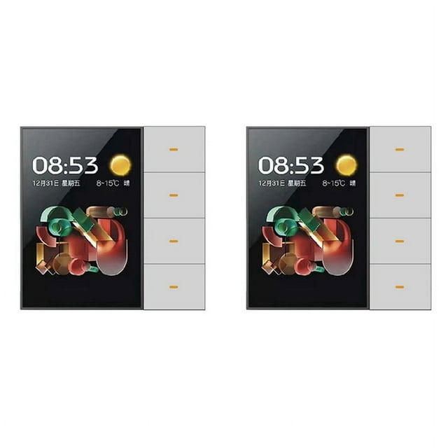 2X Tuya Zigbee 3.5 Inch Smart Wall Switch Touch Screen 4 Groups Switch 8-Way Scene Radar Sensor Dimming Switch B