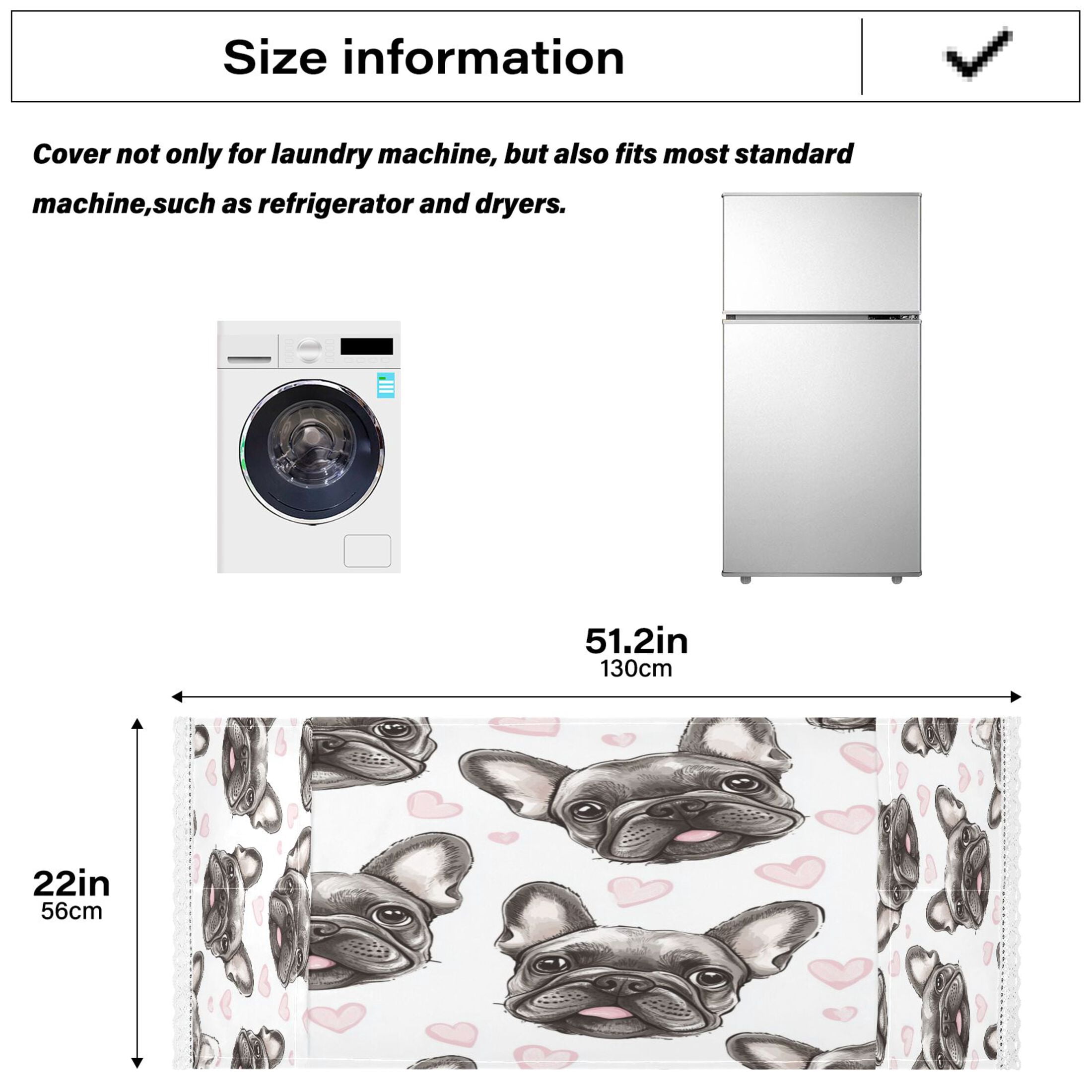 WOBOGO Adorable French Bulldog Faces Pattern Washing Machine Cloth Dryer Refrigerator Top Cover Protective Non-Slip Mat For Kitchen Laundry