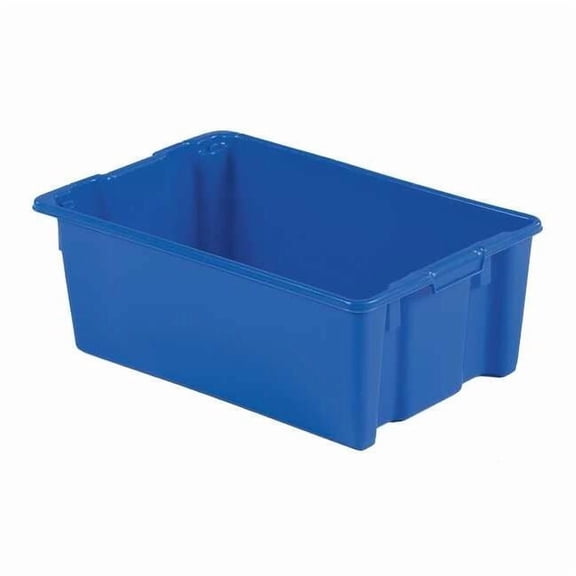 Hang & Stack Storage Bin, Plastic, Blue, 10 1/2 in H, 18 3/4 in W, 28 1/2 in L