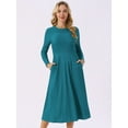 thumbnail image 3 of DARING DIVA Long Sleeve Crew Neck Knit A-Line Midi Dress L Lake Blue, 3 of 7