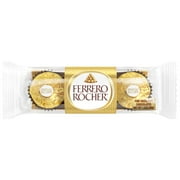 Ferrero Rocher Fine Hazelnut Milk Chocolate, 3 Count, Individually Wrapped Chocolate Candy Gifts, 1.3 oz