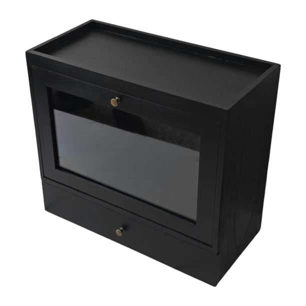 Organizador de perfumes de madera maciza, gran capacidad, multiusos. Negro