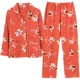 thumbnail image 3 of Conjunto de pijama de manga larga de algodón 100% para mujer de otoño cárdigan fino para personas mayores de mediana edad adecuado para el hogar, 3 of 5
