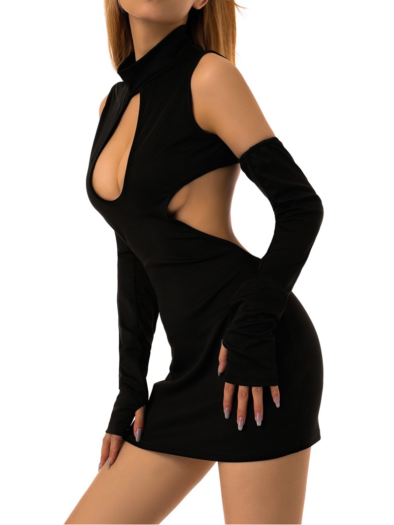 hollow cut out seamless dress Black Cutout Maxi Dress