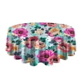 thumbnail image 5 of Pioneer Flower Floral Print Pattern Round Tablecloth 60"x60",Wrinkle Wipeable Table Cloth for Kitchen Dining Room Picnic Patio Party, 5 of 6