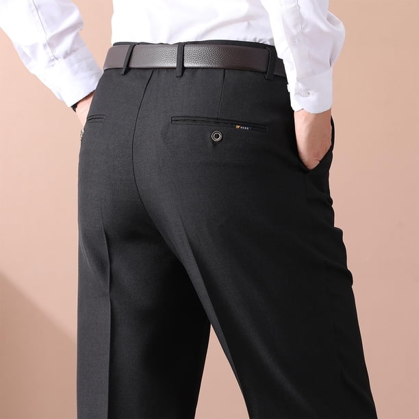 warm winter dress pants Jajaho Mens Suit Pants Winter Warm Fuzzy Lining Straight Leg Relaxed Fit Pleated Dress Pants Casual Trousers, Men's, Size: XL, Gray
