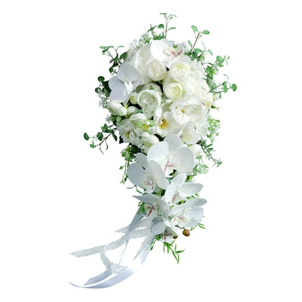 Wedding Cascading Bridal Bouquet Artificial for Butterfly Orchid Water
