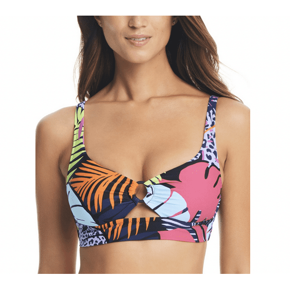 Bar Iii Women's Palm Prowl O-Ring Bikini Top - Multi
