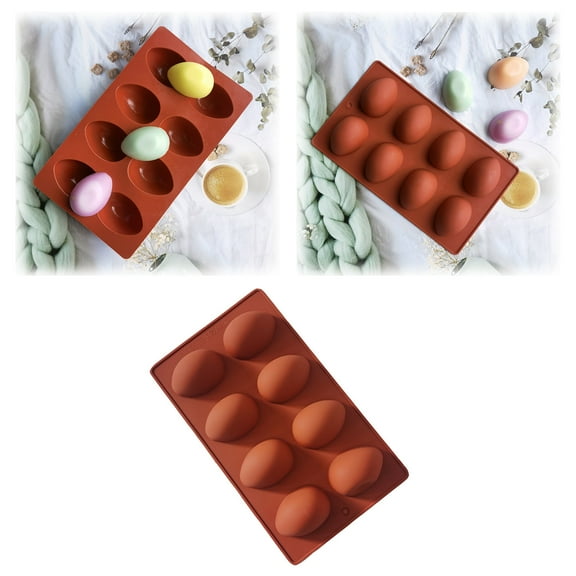 RBER 8 Cavity Easter Egg Shape Silicone 2Pcs Food Grade Baking Supplies DIY Cake Decoration Chocolate Candy Bread