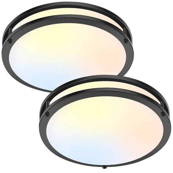 13 Inch LED Ceiling Light Fixture Black, 36W 4400Lm Flush Mount Ceiling Lamps, Dimmable 5CCT 2700K/3000K/4000K/5000K/6500K, Super