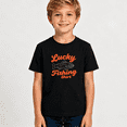 thumbnail image 2 of Boys Graphic T Shirt Lucky Fishing Fish Design Short Sleeve Kids Tee Outdoor Angler Hobby Style 100% Cotton Soft Child Tops 4-13Y, 2 of 5