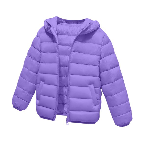 lnmuld Kids Hooded Puffer Jacket Lightweight Zip Up Winter Warm Outerwear for Boys and Girls Size:12-14 Years