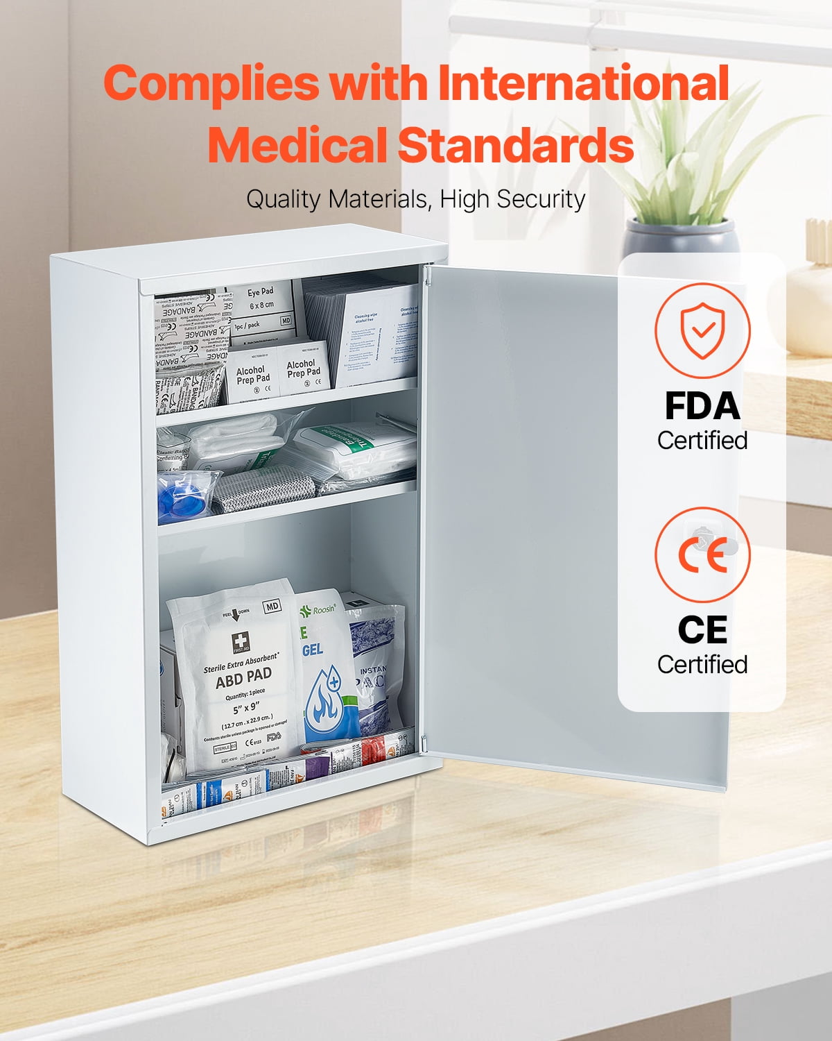 VEVOR 3-Shelf First Aid Cabinet, 1000 Pieces, Large Capacity First Aid Kit, Wall Mounted Medicine Cabinet, OSHA & ANSI 2015 (Class A), Industrial Emergency Metal Med Box, for Business and Worksite