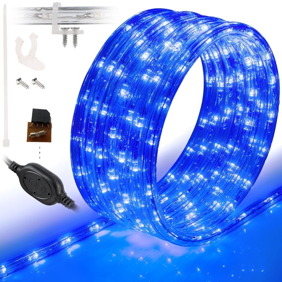 WYZworks 108LEDs, 10ft Blue LED Rope Light, Connectable Outdoor Permanent Waterproof Accent Exterior Lighting, PVC Case, ETL Certified, for Holiday, Backyard Patio, Home Garden, Decorative