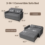 Convertible Sofa Bed, Lofka 3 in 1 Sleeper Sofa for Living Room, Dark Gray
