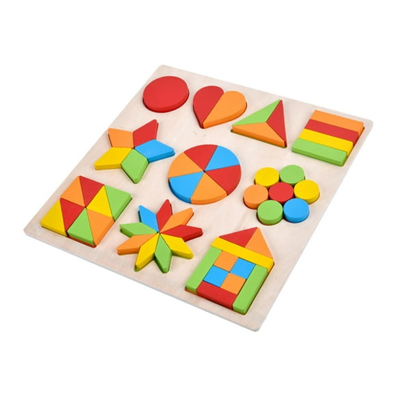 Puzzle Manipulatif de Tri de Forme Puzzle Casse-Tête, Puzzle en Bois pour la Géométrie