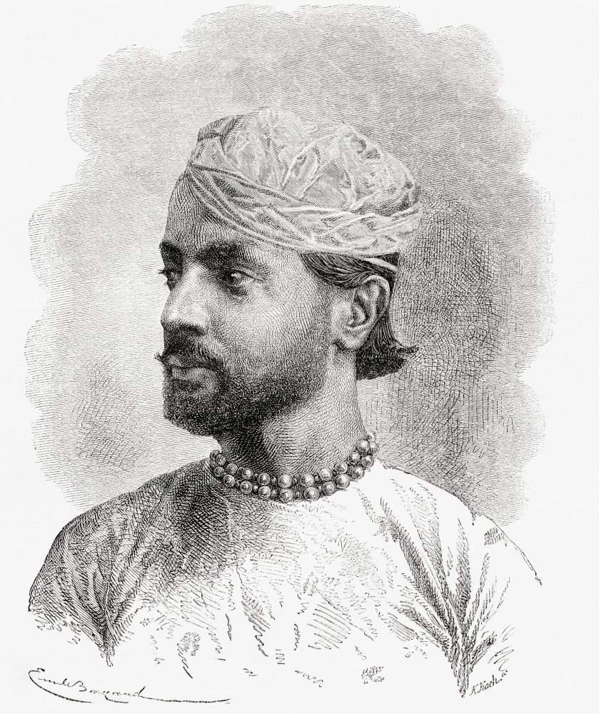 Maharao Raja Shri Sheodan Singhji Veerendra Shiromani Dev Bharat Prabhakar Bahadur 1845 To 1874 Maharao Raja Of Alwar India From El Mundo En La Mano Published 1878 Canvas Art - Ken Welsh Design Pics