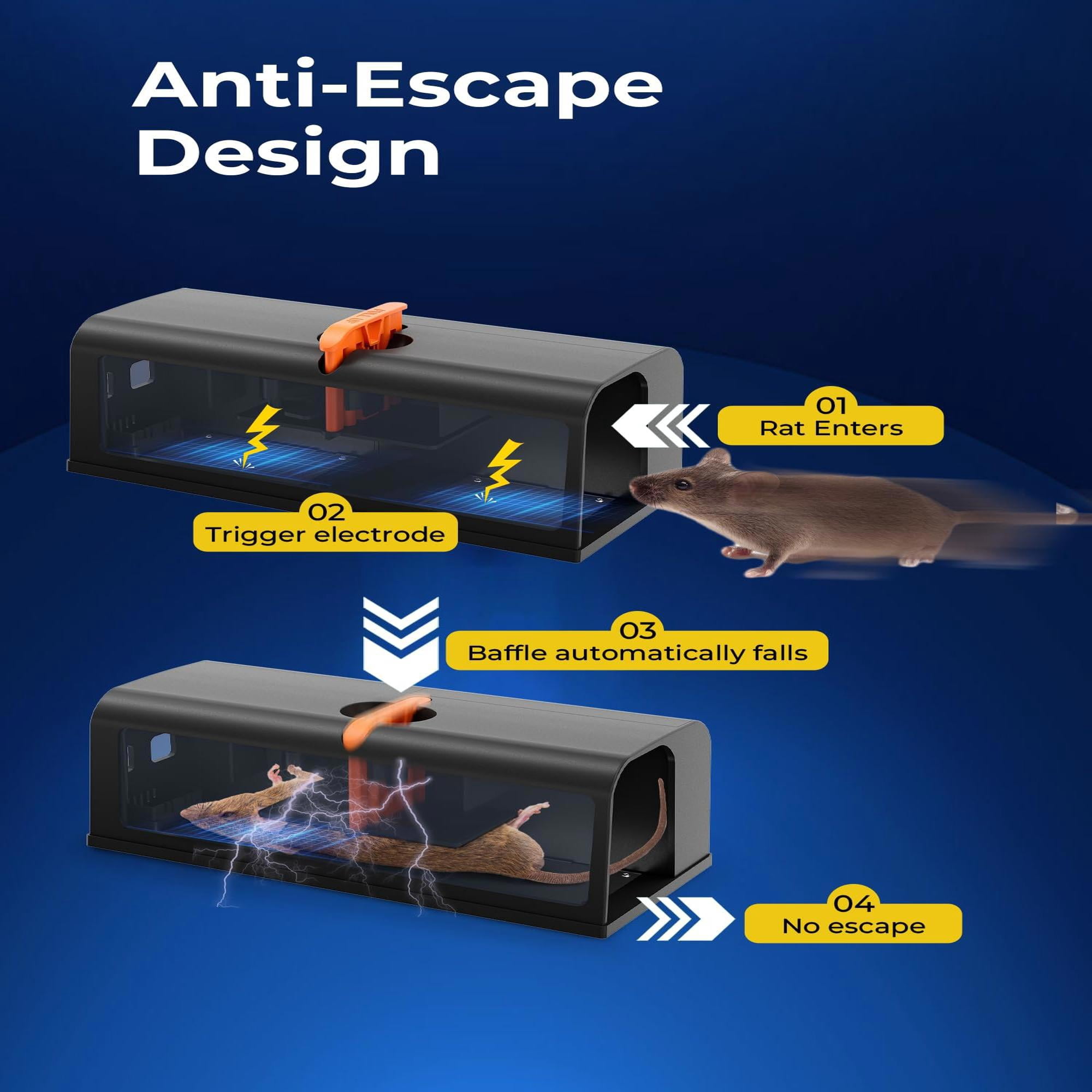 PATIOEASY Pro Electric Mouse Trap Zapper,Rat Trap Indoor with Powerful Voltage, Safe and Effective Big Rats Control for Garage,Basement,Indoor/Outdoor Use