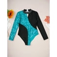 thumbnail image 5 of iiniim Girl Shiny Long Sleeves Mock Neck Gymnastics Ballet Dance Leotard  Jumpsuit Bodysuit 4-14, 5 of 7