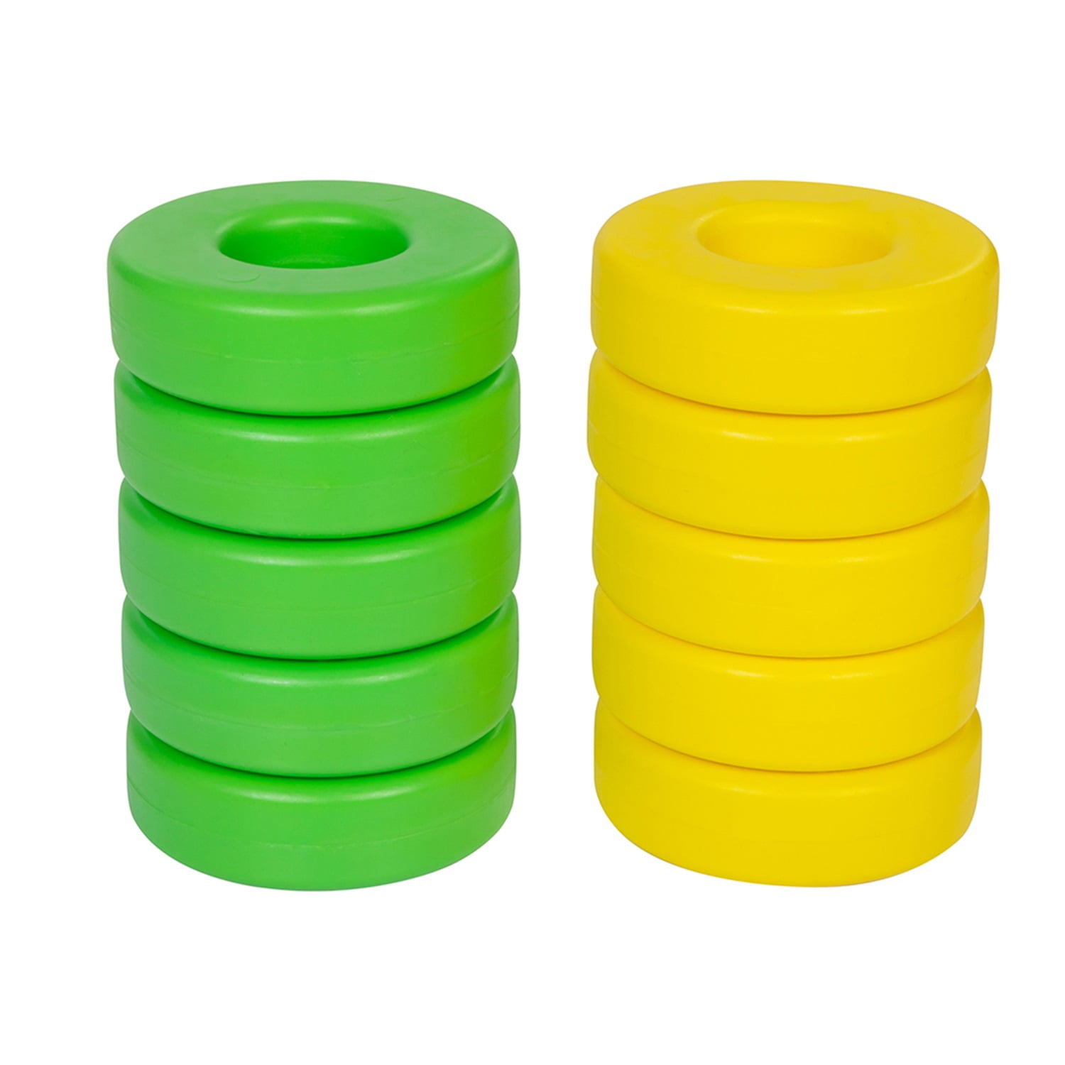 CIPACHO Jumbo 4-to-Score Game Replacement Rings, Vibrant (10-Piece), Lucky Bag Includes 3D Bead Game, Nylon Rope and Scoreboard, Yellow and Green