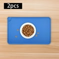 thumbnail image 2 of Tapete de silicona para comida de perros con bordes elevados, antideslizante, para gatos espesar azul, 2 of 9