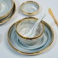 thumbnail image 5 of Ozarke Modern Nordic Golden Border Marble Tableware, Fine Bone China (Set of 9), 5 of 11