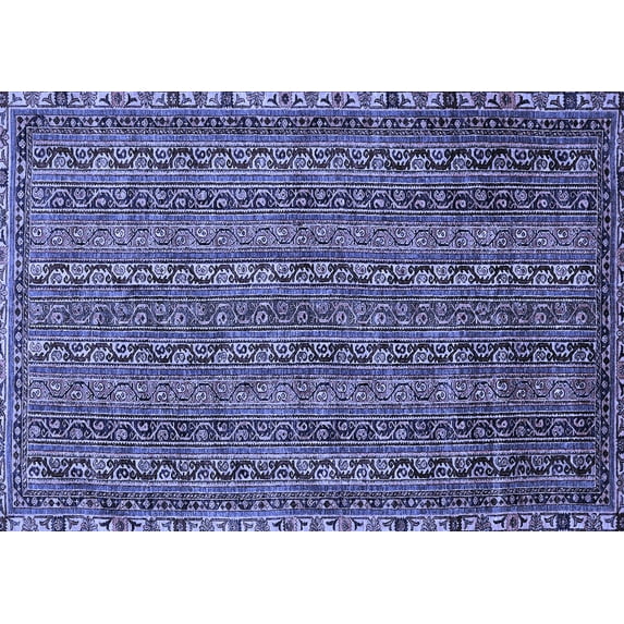 Ahgly Company Machine Washable Indoor Rectangle Oriental Blue Modern Area Rugs, 4' x 6'