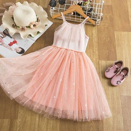 

dmqupv Toddler Wedding Dress Kids Dress Ball Dress Baby Clothes Star Princess Gown Party Toddler Lace Girls Pocket Swing Dress Pink 4-5 Years