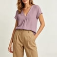 thumbnail image 5 of Dvprdro Womens Cotton Linen V Neck Short Sleeve Tops Summer Casual Solid Light weight Blouses Tees, 5 of 8