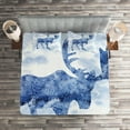 thumbnail image 2 of Ambesonne Moose Quilted Coverlet 3 Pcs, Blue Winter Antlers Tree, Queen Size, Blue White, 2 of 2
