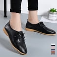 thumbnail image 3 of Xinyolin Vintage Women Faux Leather Shoes Round Closed Toe Lace-up Anti Skid Loafers, 3 of 8