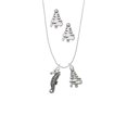 thumbnail image 2 of Delight Jewelry Silvertone Antiqued Seahorse Silver tone Zig Zag Christmas Tree Charm Necklace and Stud Earrings, 2 of 4