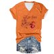 thumbnail image 2 of Fiudx Camisetas para Mujer Camiseta de Manga Corta con Cuello En V y Estampado de Halloween para Mujer, 2 of 3