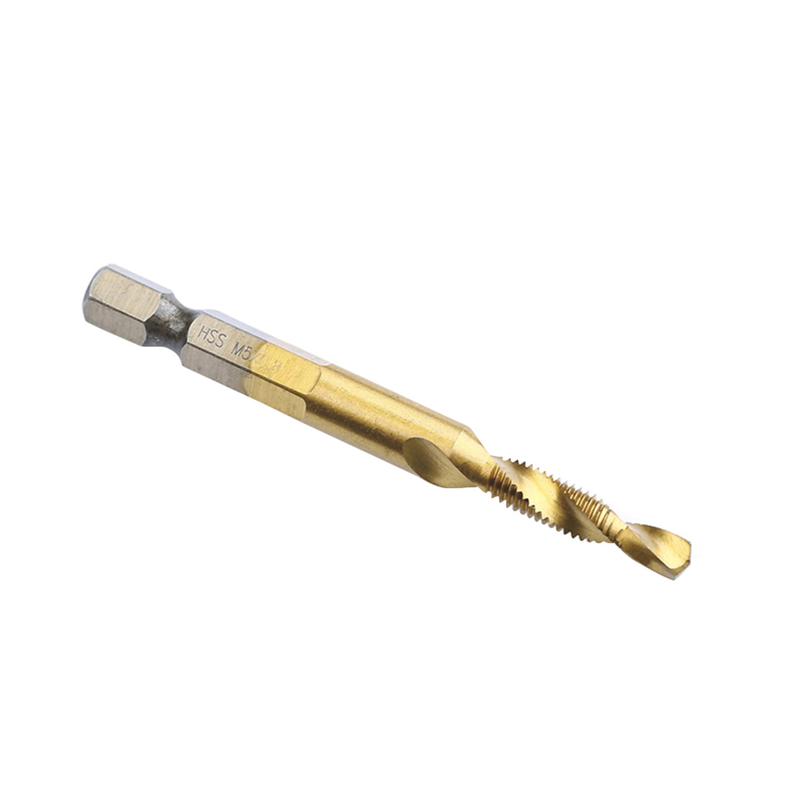1Pcs M5 Spiral Drill Tap Bits HSS Titanium 1/4'' Hex Shank Metric Thread 