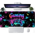 thumbnail image 5 of Simpkeely Gaming Mouse Pad, X-Large Waterproof Blacklight Colorful Splatter Art Game Controller Non-Slip Rubber Base Mousemat, Glow in The Dark Desk Mat for Office Home - 31.5" x 11.8", 5 of 7